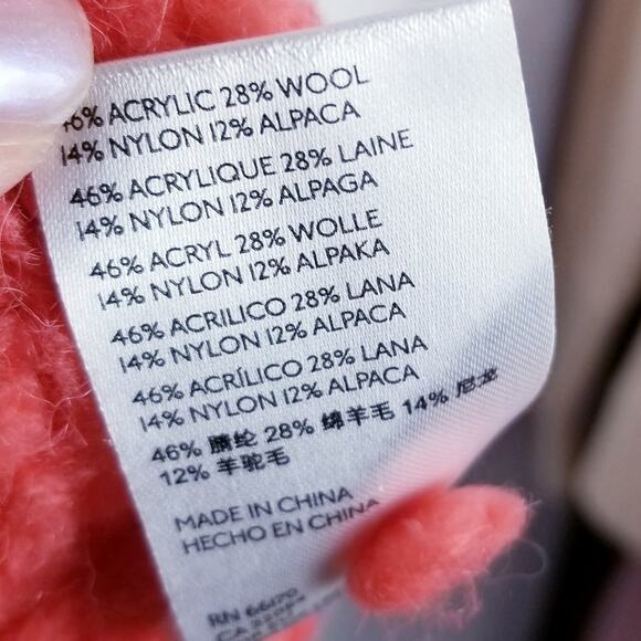 PILCRO Anthropologie Zamora Cowl Neck Alpaca Sweater in Coral #OB1194125 Small - Picture 14 of 15